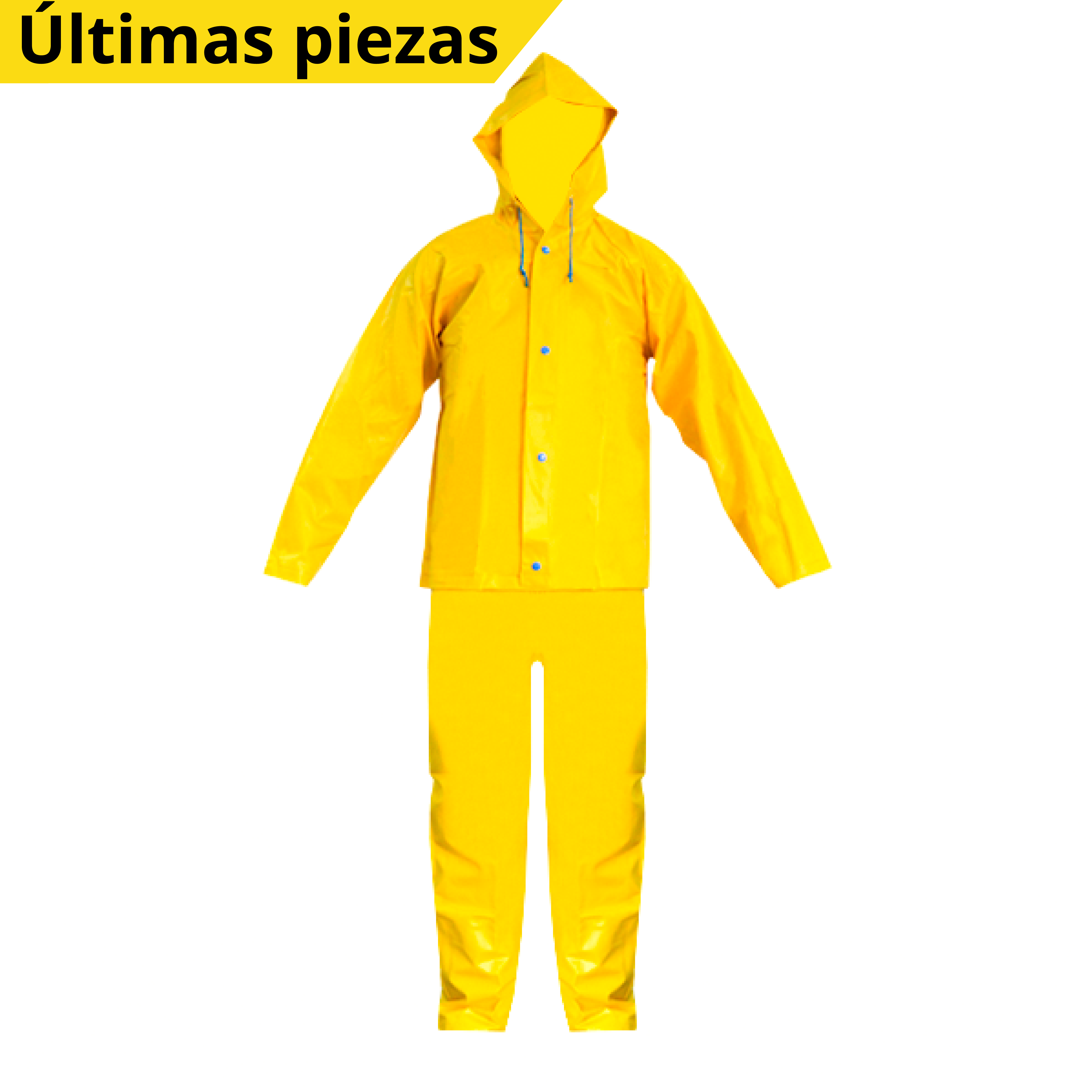 IMPERMEABLE PVC/POLIÉSTER CALIBRE 0.35 MM CONJUNTO GABARDINA Y PANTALÓN CON PETO Y TIRANTES JYRSA AMARILLO DD-1121